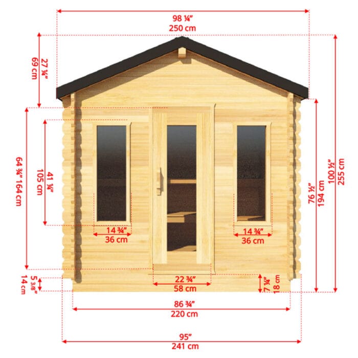 Georgian Cabin Sauna Front View