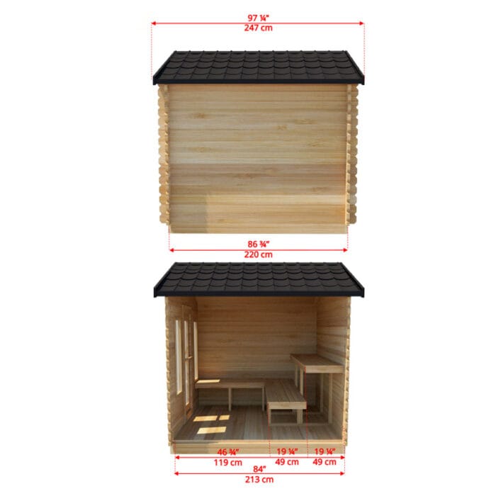 Georgian Cabin Sauna Side & Back View