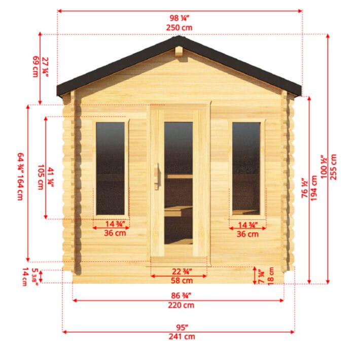 Georgian Cabin Sauna with Changing Room - Front View