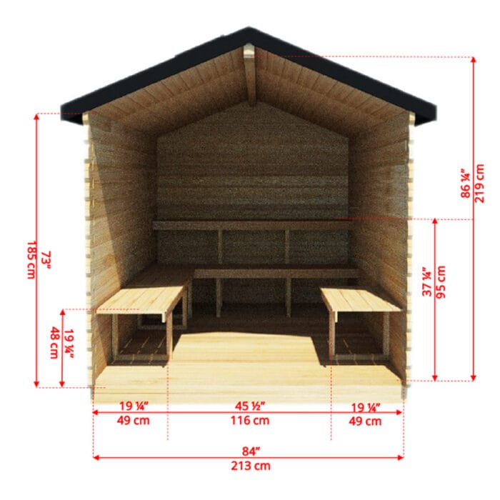 Georgian Cabin Sauna with Changing Room - Interior View