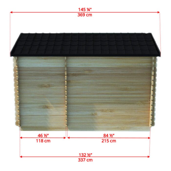 Georgian Cabin Sauna with Changing Room - Side View