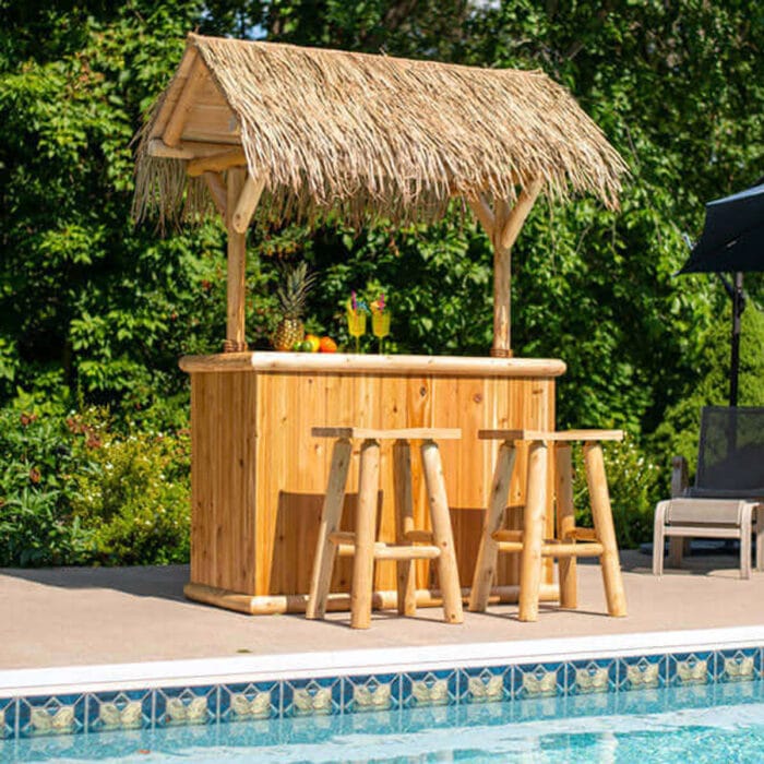 Cedar outdoor furniture for backyard spa