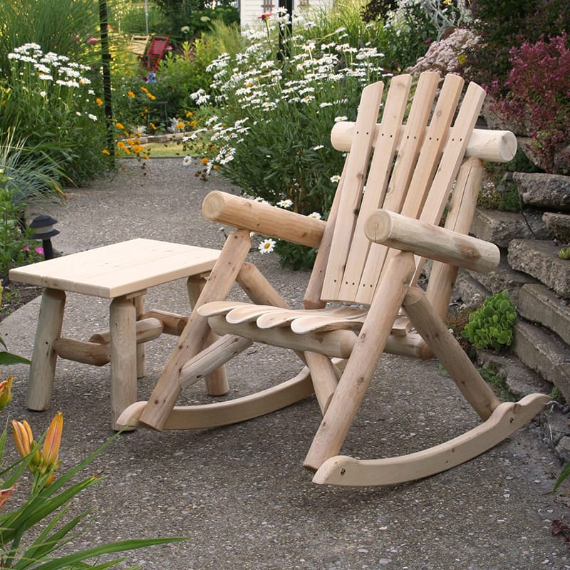 White cedar end table with slatted top