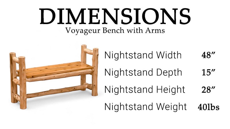 Voyageur bench with arms made from cedar logs