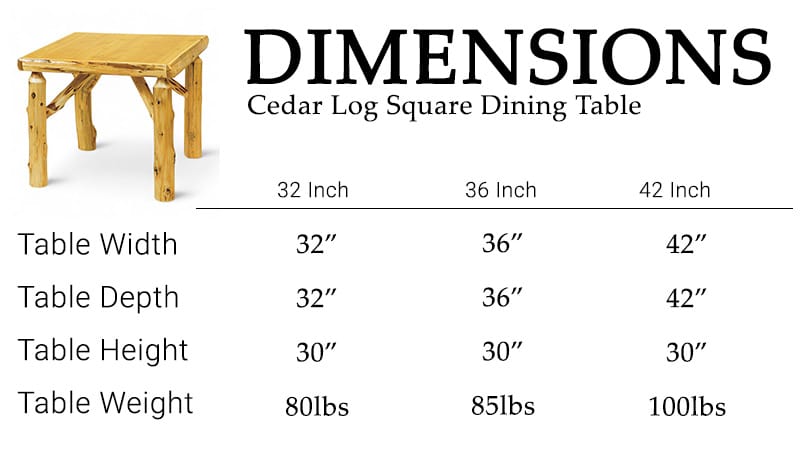 Cedar Log Square Dining Table in rustic dining room