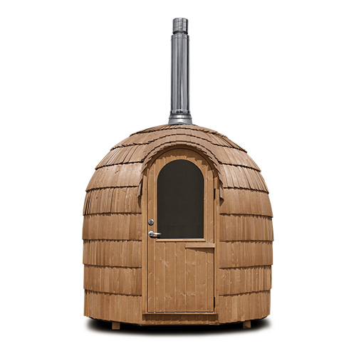 Wood burning sauna single model in chestnut finish