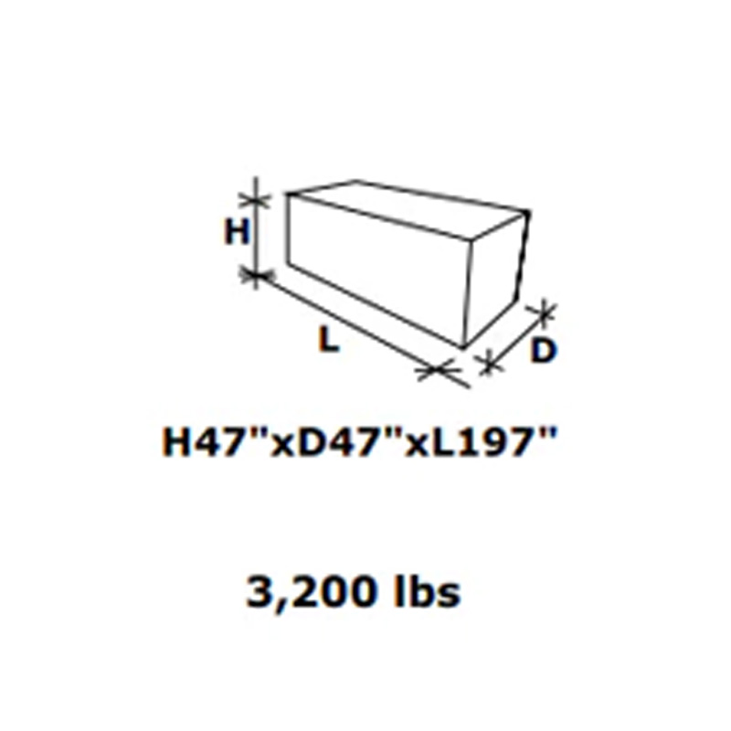 Shipping crate dimensions for Model G11 sauna pod: 196.8