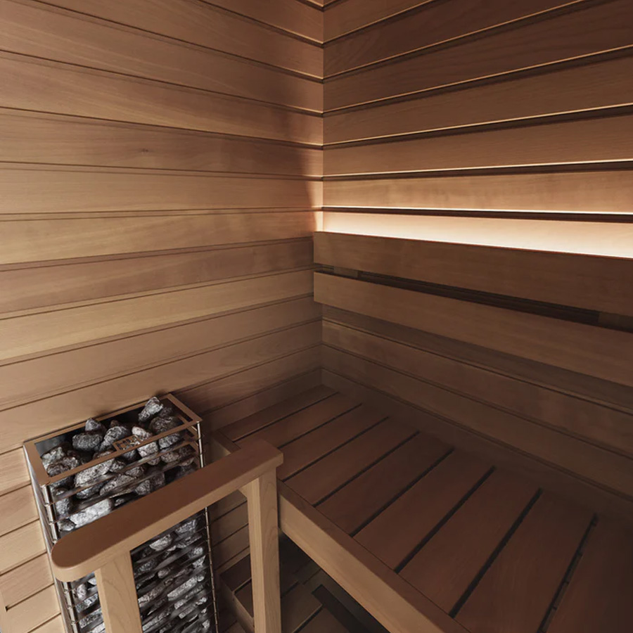 Auroom Cala Glass Mini premium sauna with full glass front wall and door