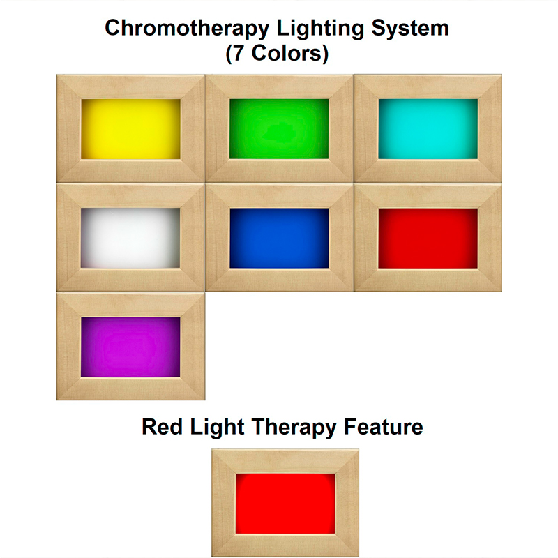 Gracia sauna chromotherapy and red light therapy inside the sauna