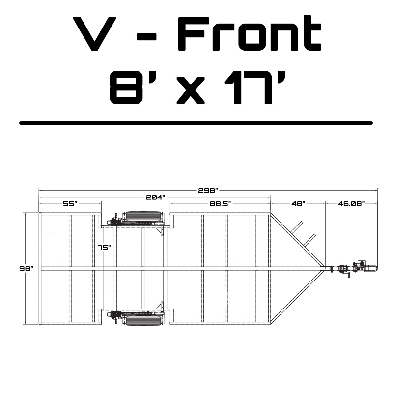 8' x 17' Crank-Down Trailer dimensions