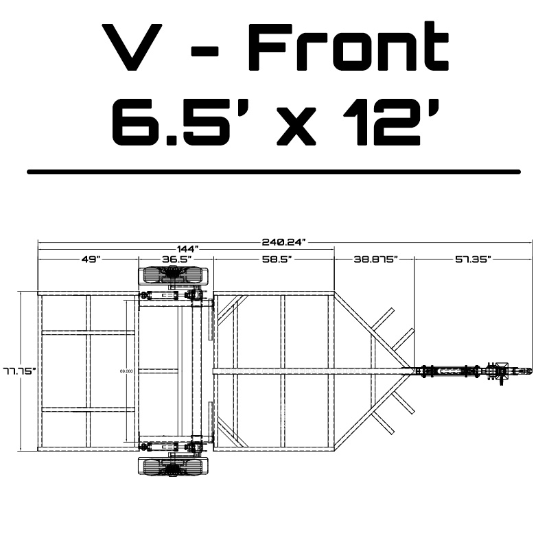 6.5' x 12' Hydraulic Trailer dimensions