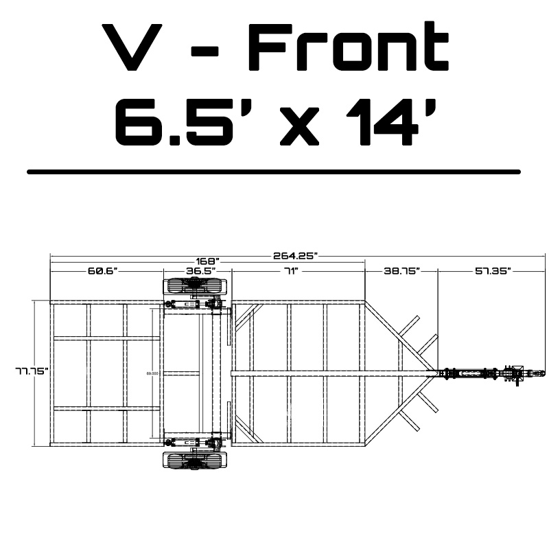 6.5' x 14' Hydraulic Trailer dimensions