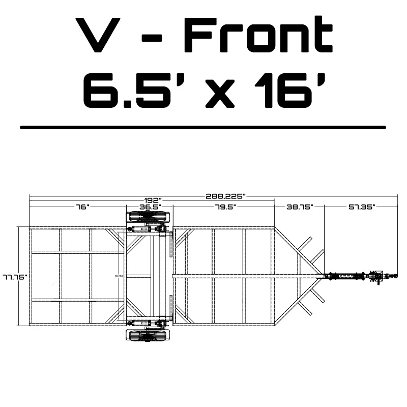 6.5' x 16' Hydraulic Trailer dimensions