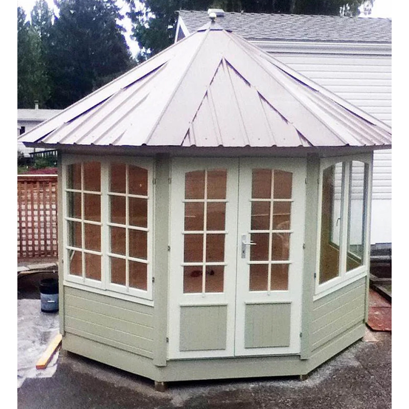 Patriot Pavilion DIY gazebo painted grey with white trim