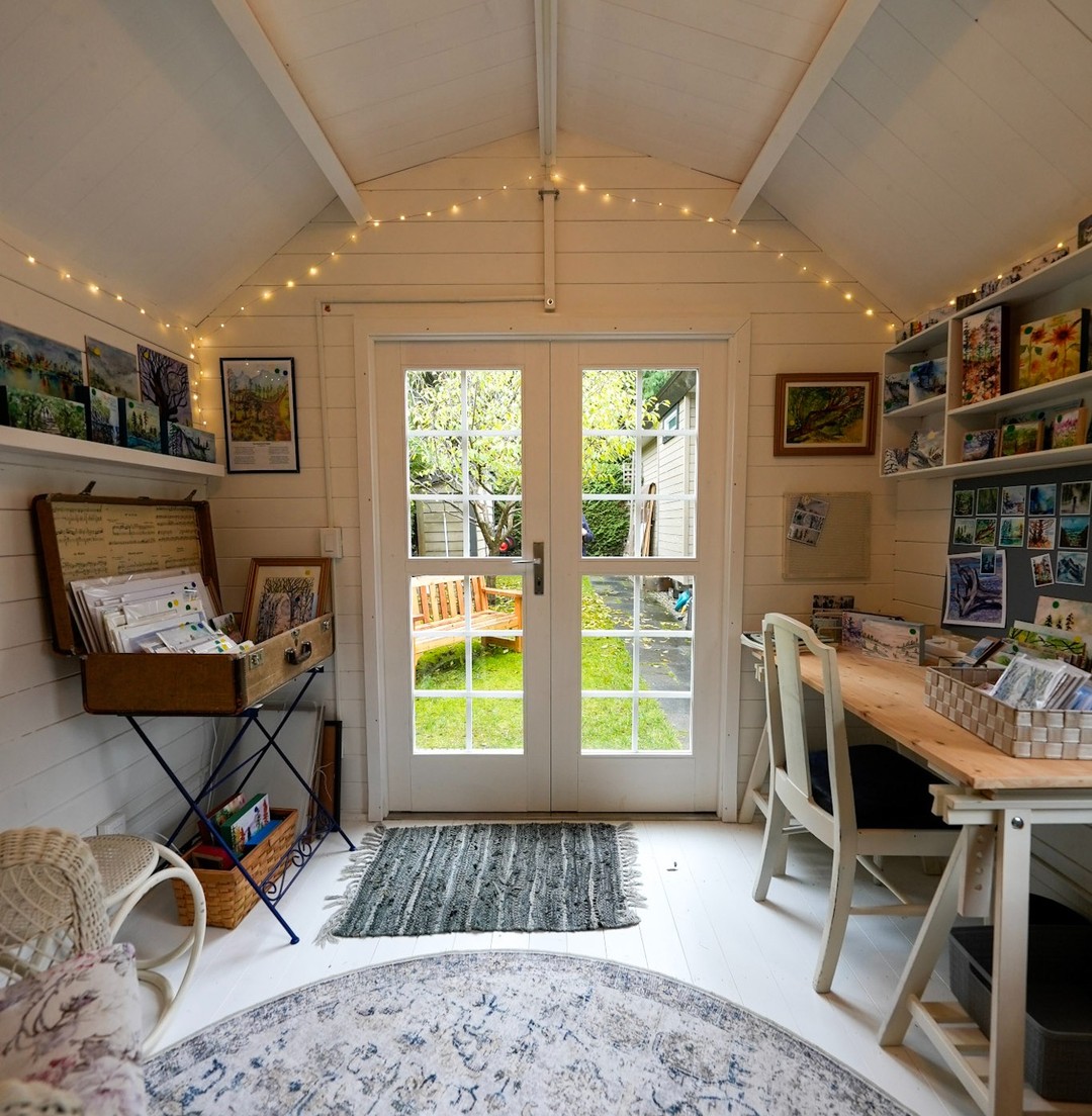 Barn shed transformed into a cozy backyard she shed