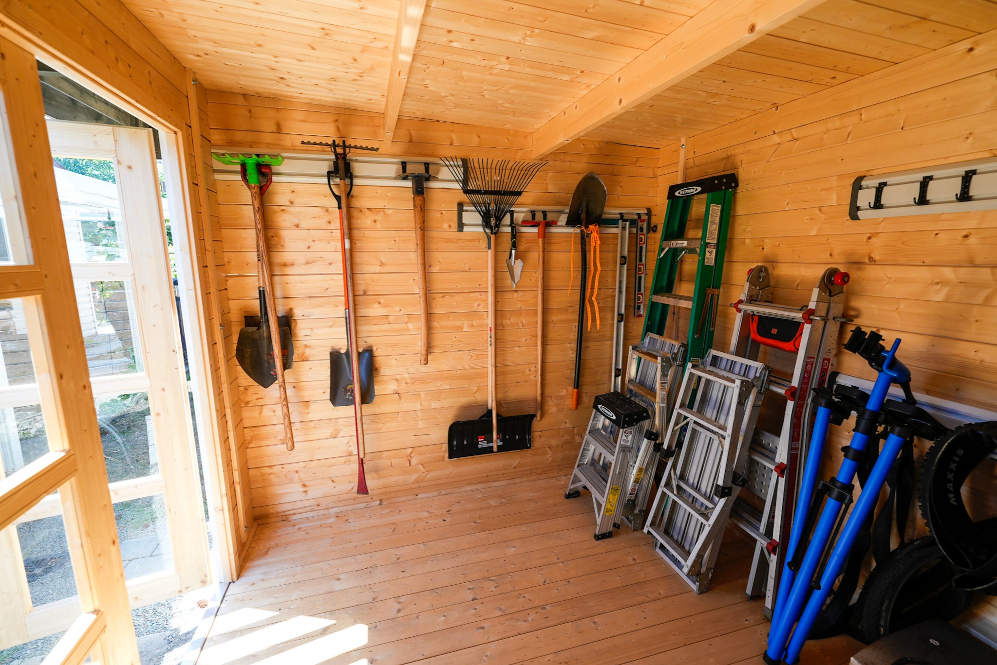 Modern shed home style structure used for tool and equipment storage