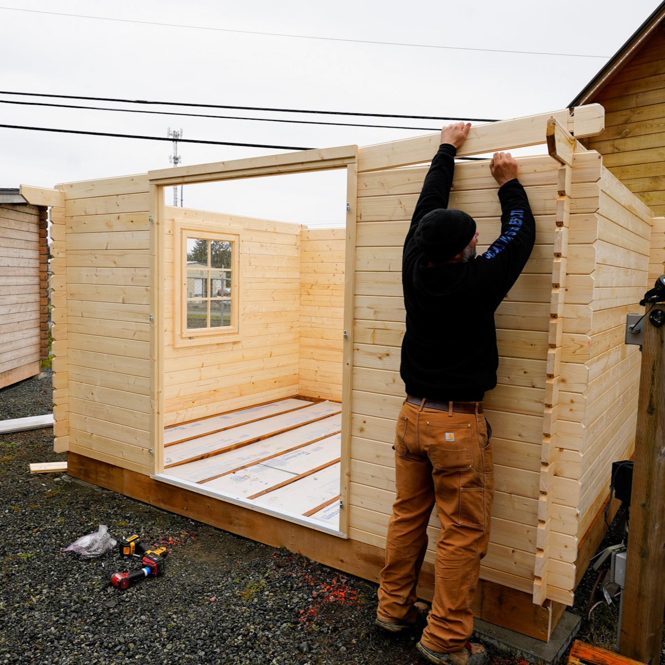 Assembly step 4 door and wall sections installed