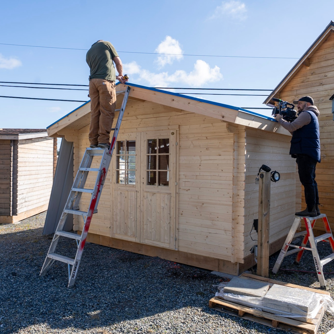 Assembly step 6 roof boards being installed