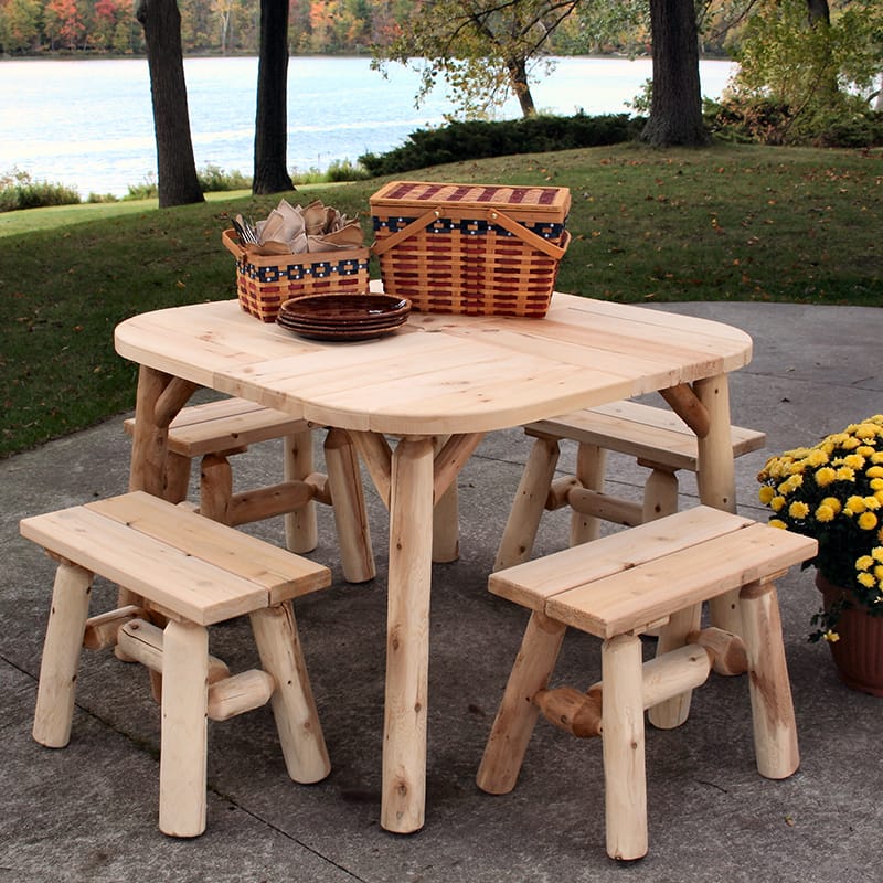 Cedar Log 23" End Bench (pair) | Lakeland Mills Edition | Log Benches - Image 4