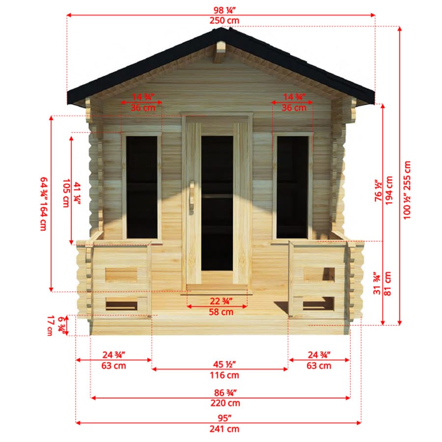 6 Person Outdoor Cabin Sauna | Georgian Collection w/Front Porch | Canadian Timber Cedar Sauna | 390 cu. ft - Image 12