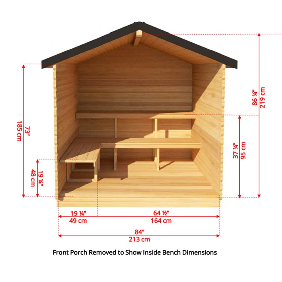 6 Person Outdoor Cabin Sauna | Georgian Collection w/Front Porch | Canadian Timber Cedar Sauna | 390 cu. ft - Image 13