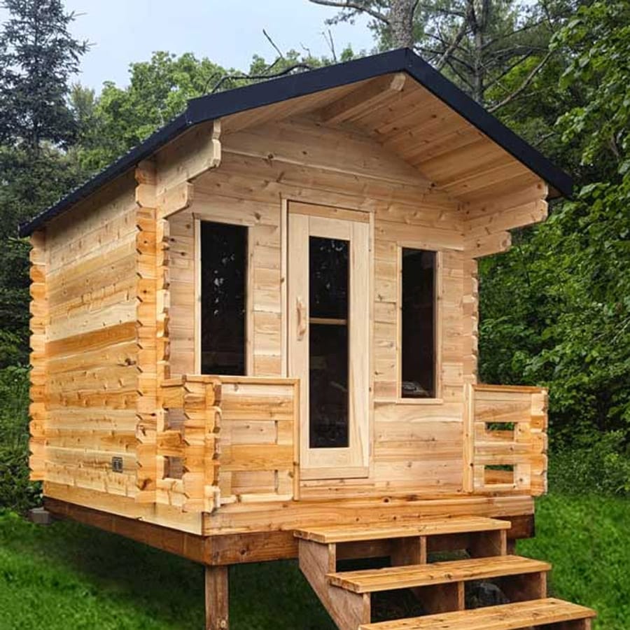 6 Person Outdoor Cabin Sauna | Georgian Collection w/Front Porch | Canadian Timber Cedar Sauna | 390 cu. ft - Image 8