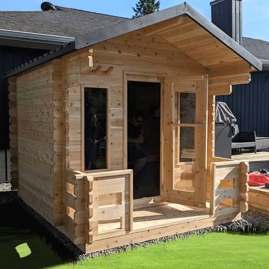 6 Person Outdoor Cabin Sauna | Georgian Collection w/Front Porch | Canadian Timber Cedar Sauna | 390 cu. ft - Image 4
