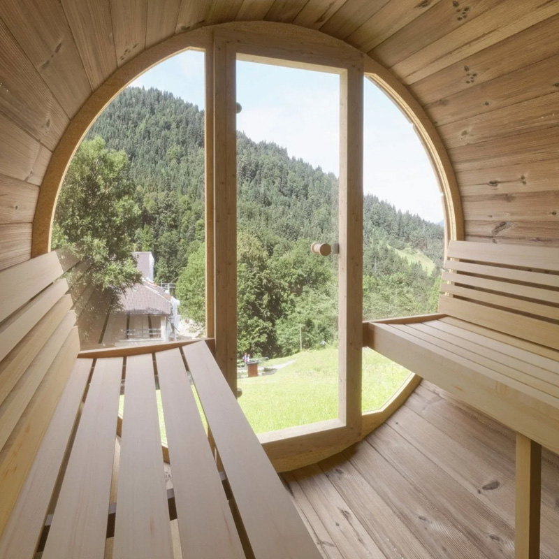 4 Person Outdoor Barrel Sauna | Sauna Life | Model E7G | Glass Front - Image 5