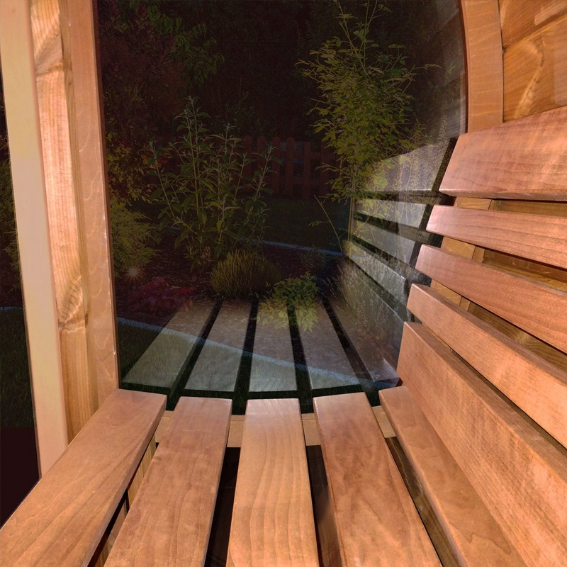4 Person Outdoor Barrel Sauna | Sauna Life | Model E7G | Glass Front - Image 9