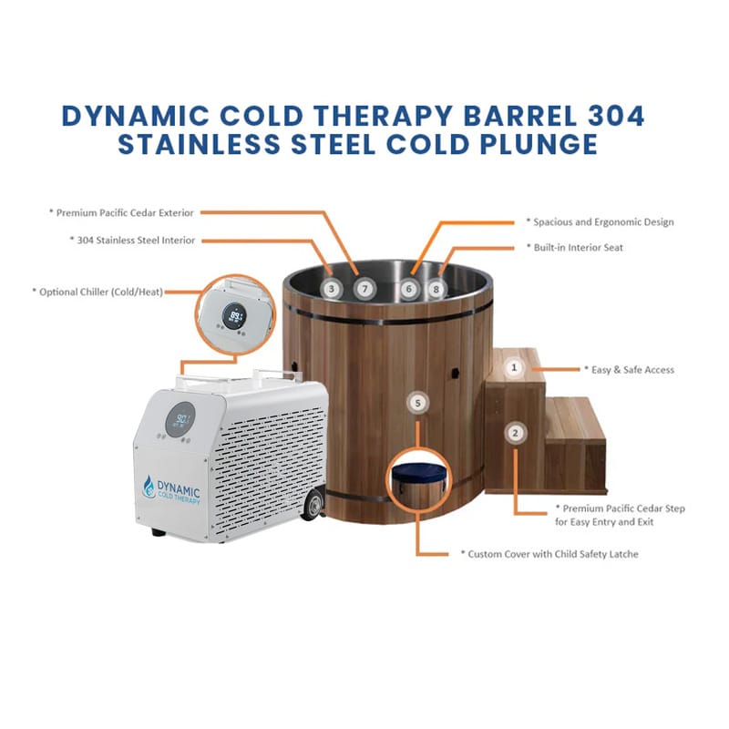 Dynamic Cold Therapy Cedar Barrel Cold Plunge Tub | Stainless Steel Liner - Image 5