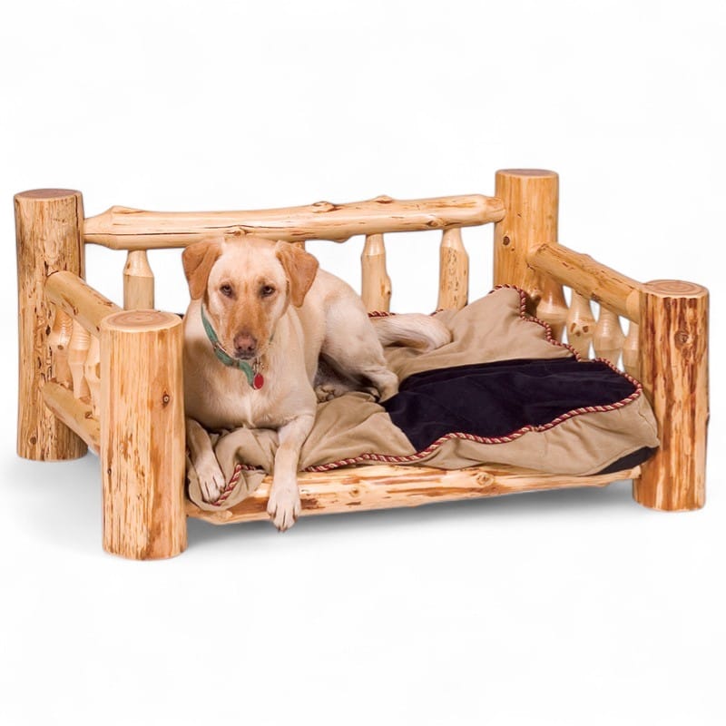 Cedar Log Dog Bed with Standard Mattress | Luxury Dog Bed for Rustic Homes - Image 4