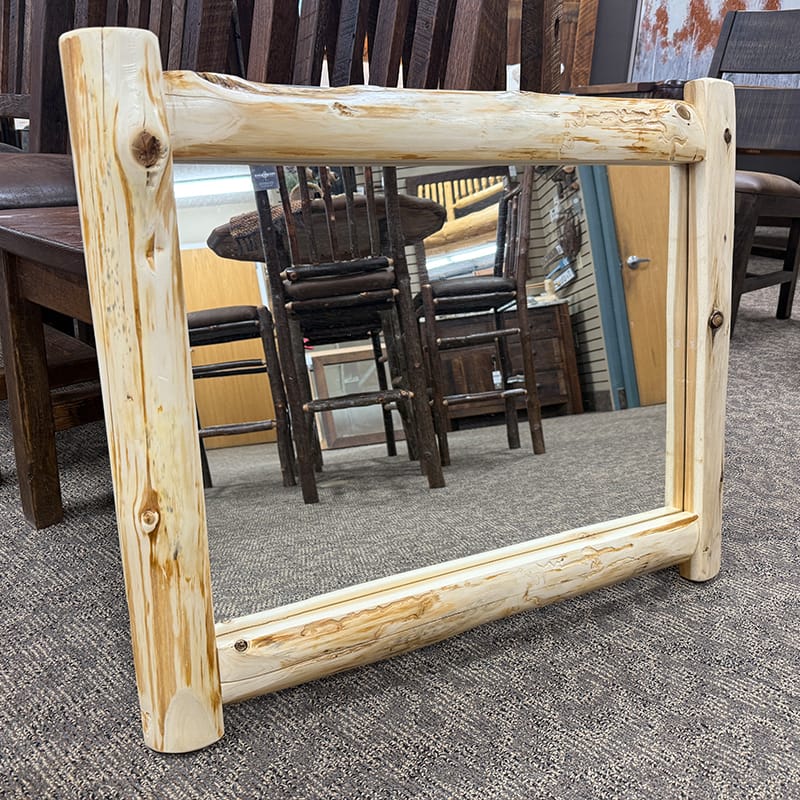 Cedar Log Half-Log Mirror | Rustic Wood Wall Mirror - Image 4