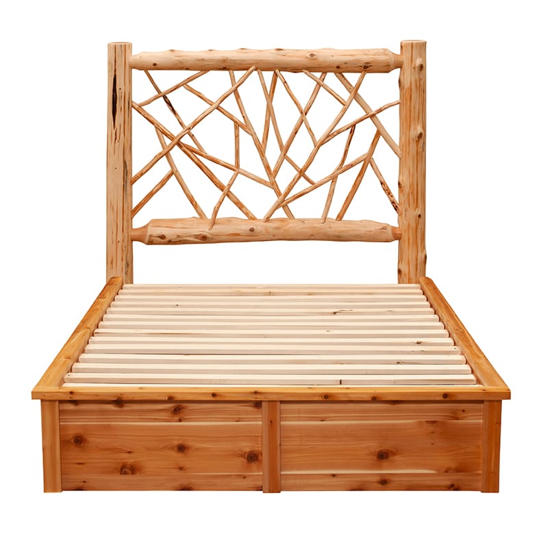 Cedar Log Twig Platform Bed | Handcrafted Log Cabin Bed | Fireside Lodge Collection - Image 2
