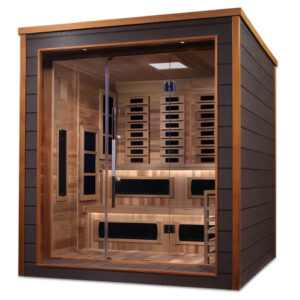 6-Person Outdoor Hybrid Sauna | Golden Design Karlstad Series | Outdoor Infrared Sauna