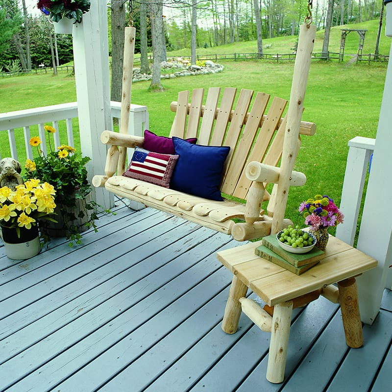 Cedar Log Porch Swing | Lakeland Mills Edition | 4' & 5' Wide - Image 4