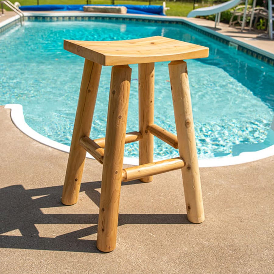 Saddle Seat Bar Stool | Cedar Wood Bar Stools | 30" Tall - Image 5