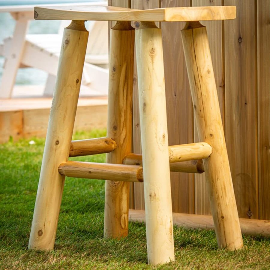 Saddle Seat Bar Stool | Cedar Wood Bar Stools | 30" Tall - Image 3