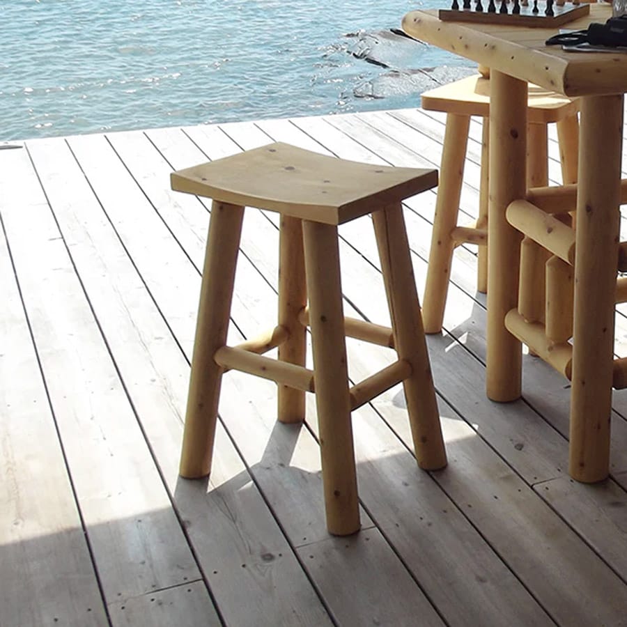 Saddle Seat Bar Stool | Cedar Wood Bar Stools | 30" Tall - Image 4