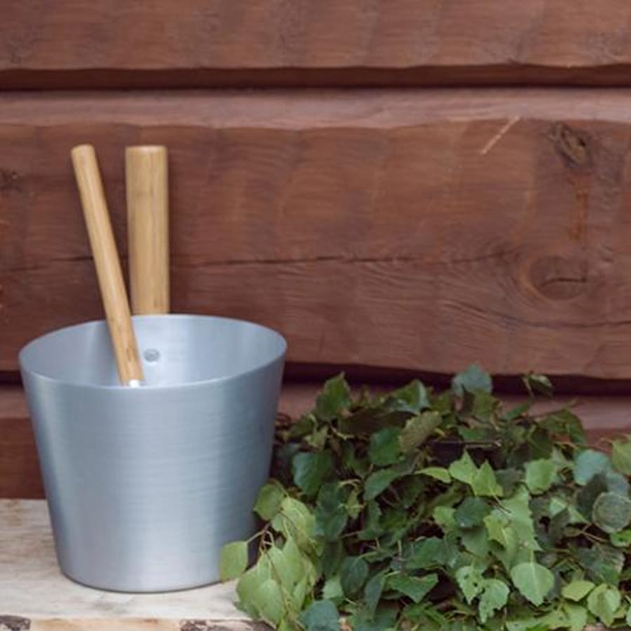 Sauna Bucket | Aluminum | Strait Bamboo Handle | 4 Styles - Image 6