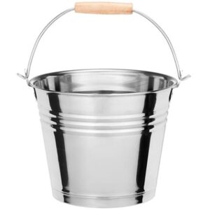 Sauna Bucket | Steel | Curved Wooden Handle
