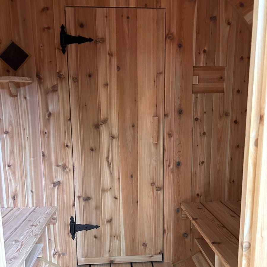 6 Person Barrel Sauna with Changing Room | Steam Sauna | 6' x 12' | Cedar Sense - Image 6