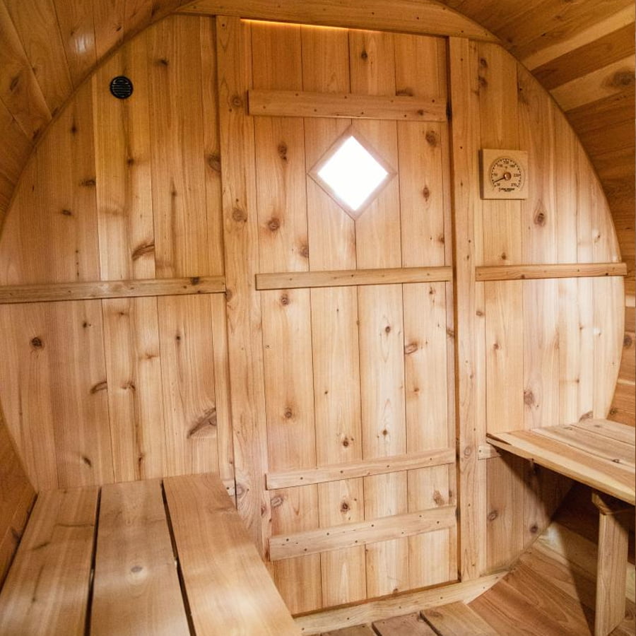 6 Person Barrel Sauna with Front Porch | Home Sauna | 6' x 10' | Cedar Sense - Image 7