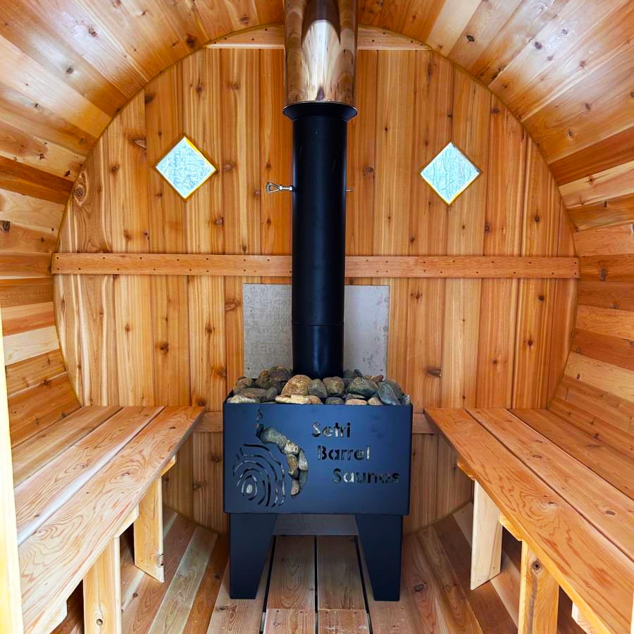6 Person Barrel Sauna with Front Porch | Home Sauna | 6' x 10' | Cedar Sense - Image 6