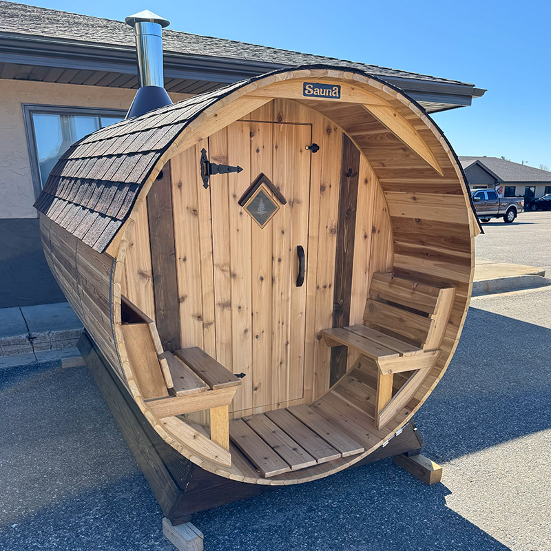 6 Person Barrel Sauna with Front Porch | Home Sauna | 6' x 10' | Cedar Sense - Image 2