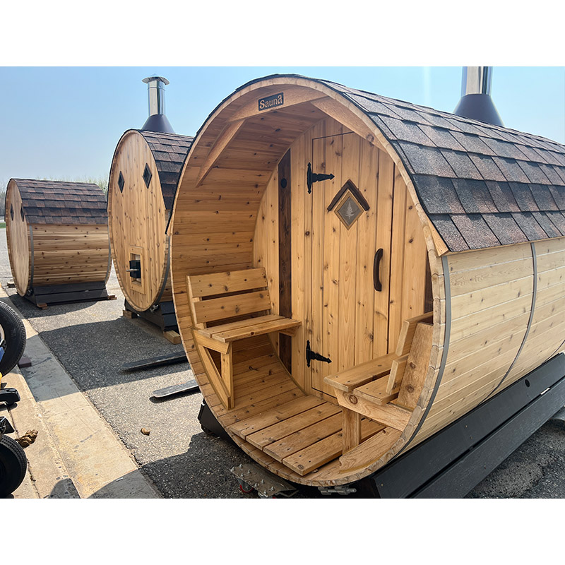 6 Person Barrel Sauna with Front Porch | Home Sauna | 6' x 10' | Cedar Sense - Image 3