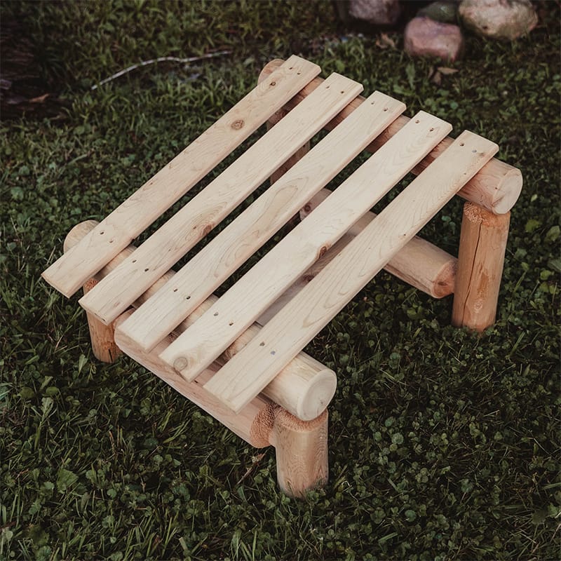 Cedar Log Slanted Ottoman | Lakeland Mills Edition | Outdoor Log Bench - Image 3