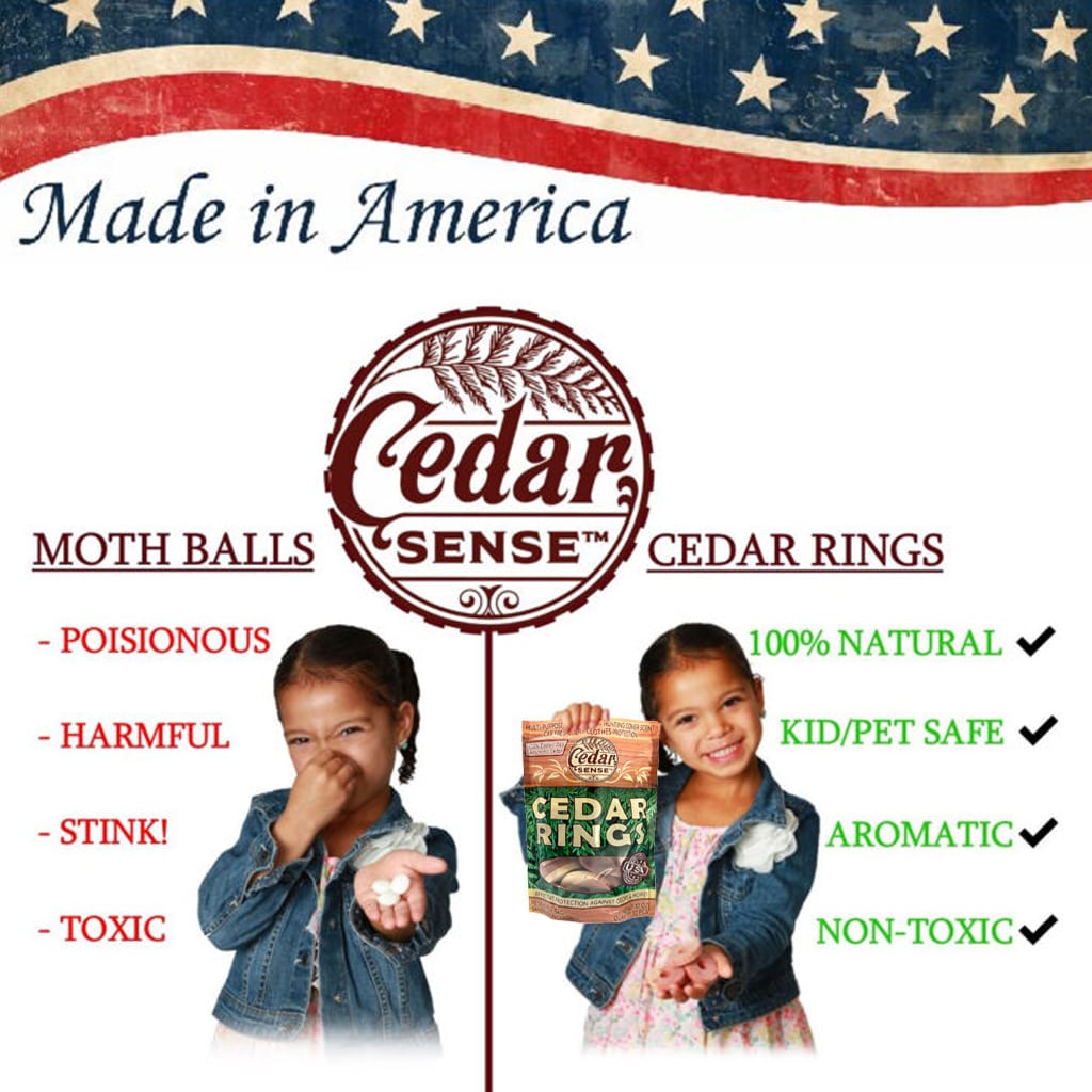 CedarAmerica Organic Moth Prevention Cedar Hanger 8-oz - Absorbs Moisture and Odors - All Natural - Made in USA | 76216