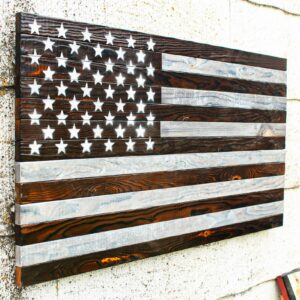 american flag burnt wood