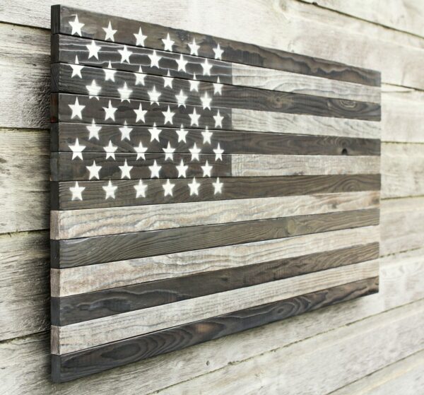 wood burned american flag