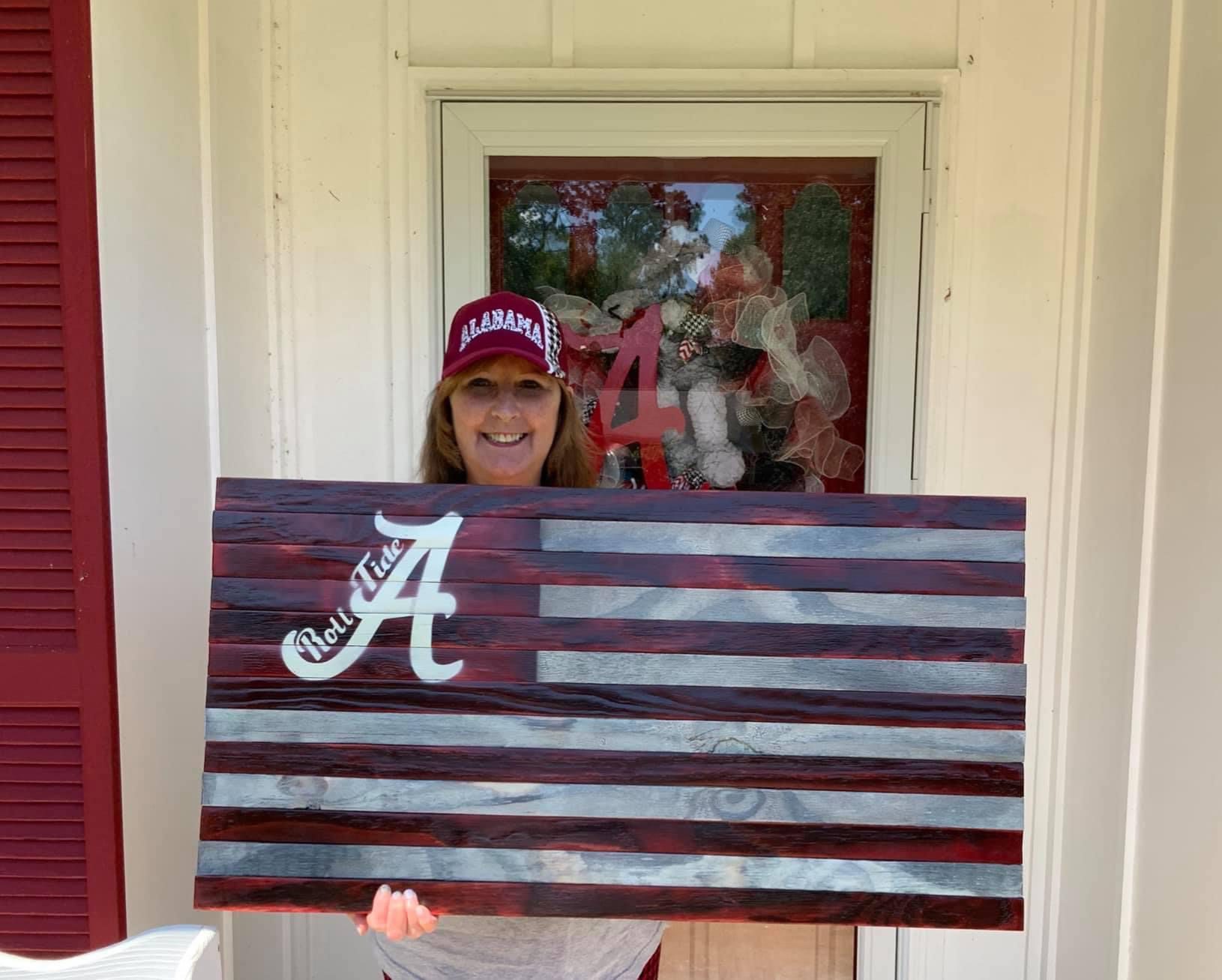 alabama custom wooden flag
